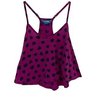 L'Armour Nanette Lepore Purple Heart y2k Print Crop Top